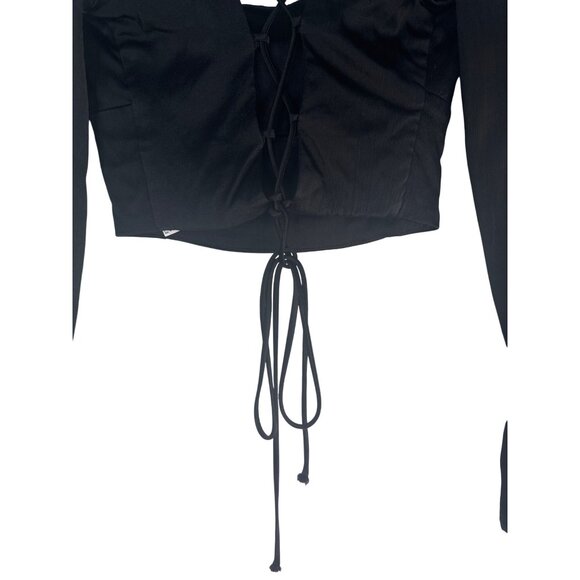 2/$30 ZARA Medium Black Lace-Up Back Crop Top - Picture 10 of 14